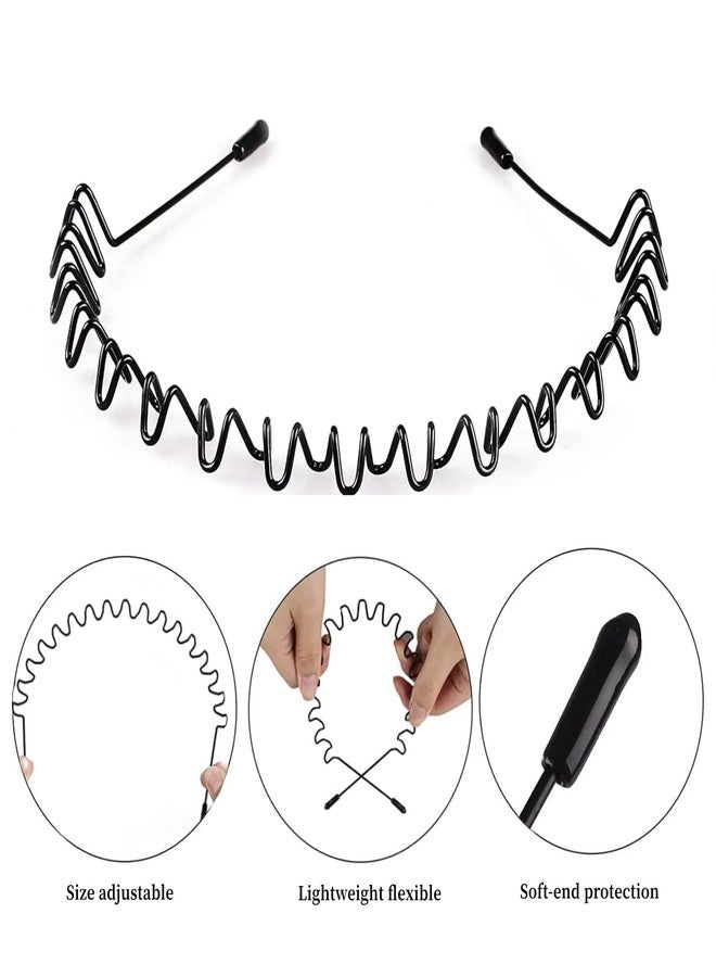 CAMKONG Hairband,3PCS Headbands for women, Men's Hair Band Wavy Wired Zigzag Spring Sports Fashion Headwear, Men's Hoop Clips Accessories - Image 3